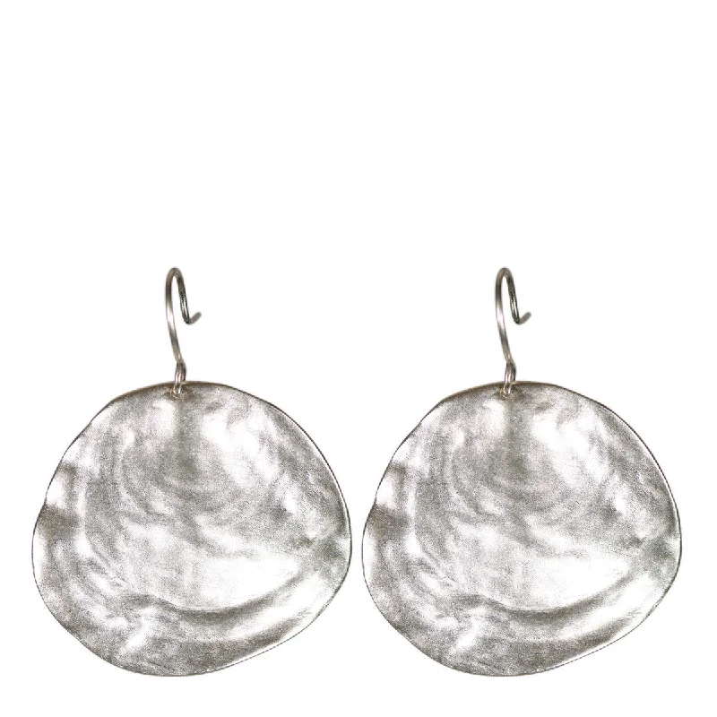 Flower Earrings -Sterling Silver Large Flat Shell Earrings