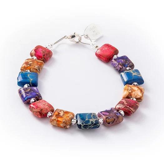 Ladies Bracelets for Trailblazers-Carrie Elspeth Multicoloured Jasper Pillows Bracelet