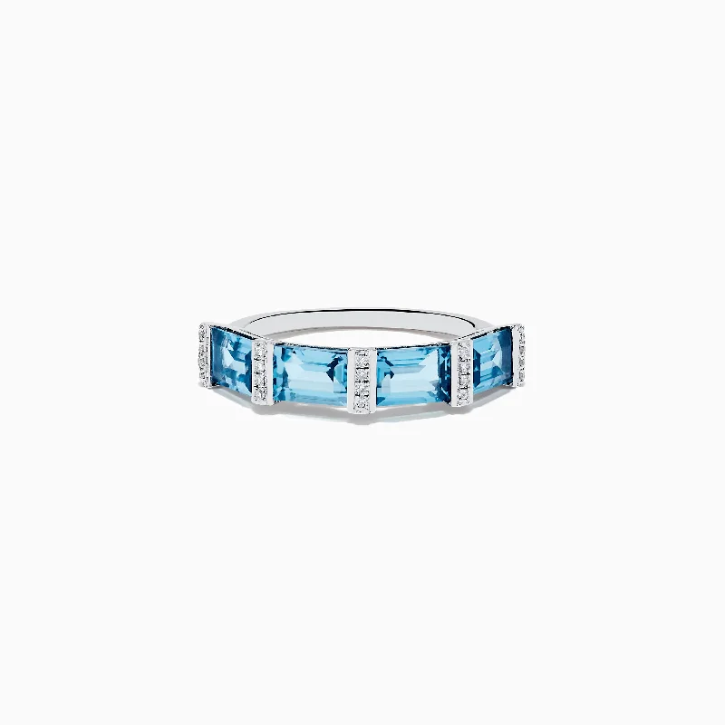 Modern Rings -14K Yellow Gold Blue Topaz and Diamond Ring