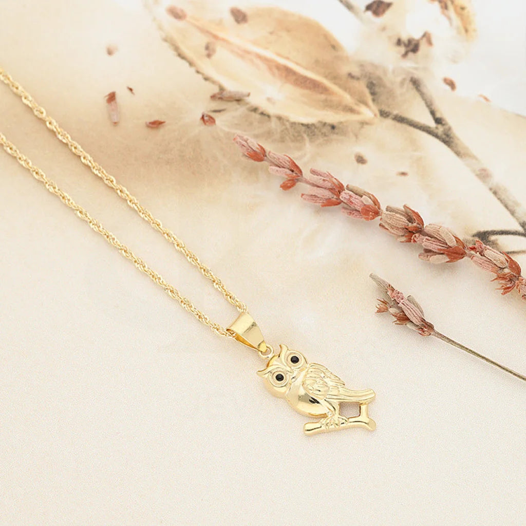 Ladies Necklaces with Opal-Gold Necklace (Chain With Owl Shaped Pendant) 18KT - FKJNKL18K5107