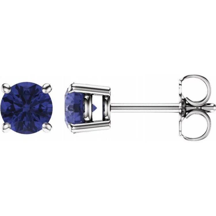 Joy Earrings -14K White 5 mm Natural Tanzanite Stud Earrings with Friction Post