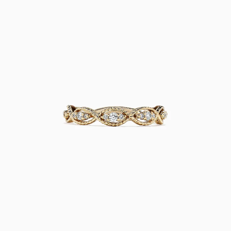 Minimal Rings -D'Oro 14K Yellow Gold Diamond Ring, 0.20 TCW