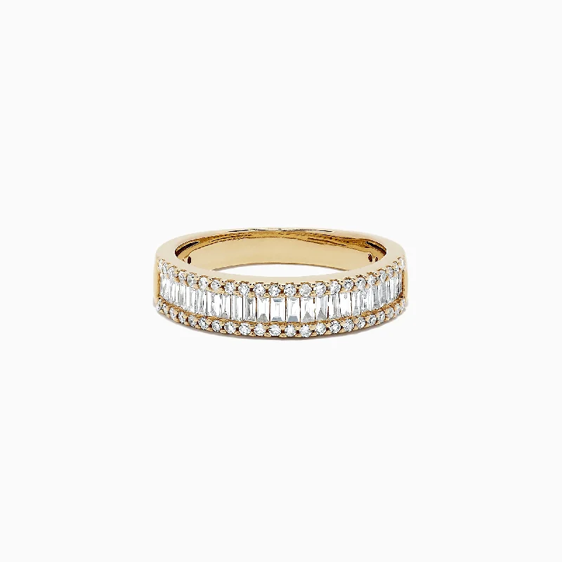 Unisex Rings -D'Oro 14K Yellow Gold Diamond Ring