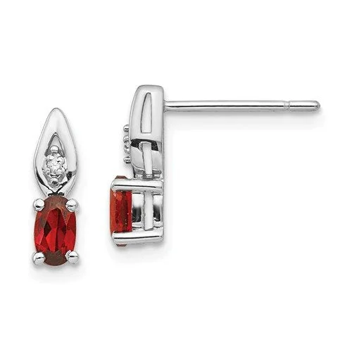 Hippie Earrings -14KT WHITE GOLD 0.58 CTW GARNET AND DIAMOND EARRINGS