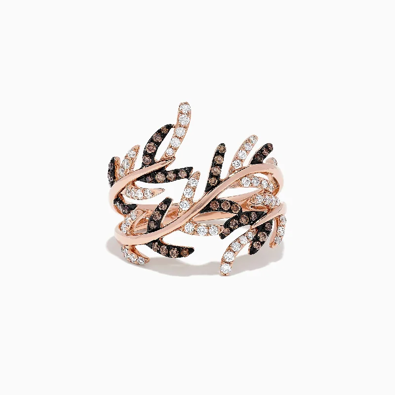 Loud Rings -14K Rose Gold Espresso and White Diamond Ring, 0.62 TCW