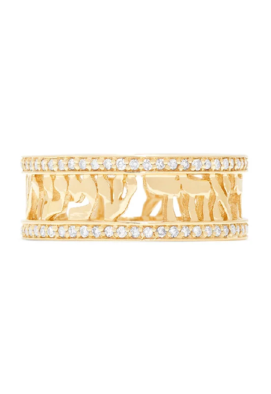 Oriental Rings -14K Yellow Gold Diamond Shema Ring, 0.42 TCW