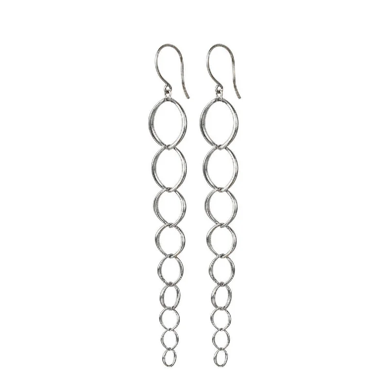 Party Earrings -Sterling Silver Graduated O’ Chain Earrings