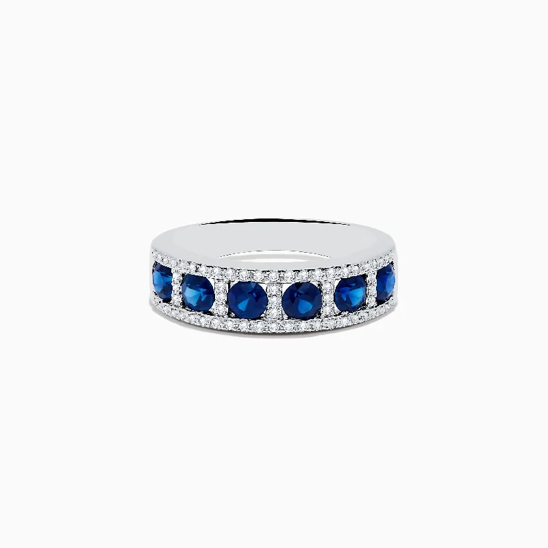 Futuristic Rings -Royale Bleu 14K White Gold Sapphire and Diamond Ring, 1.66 TCW