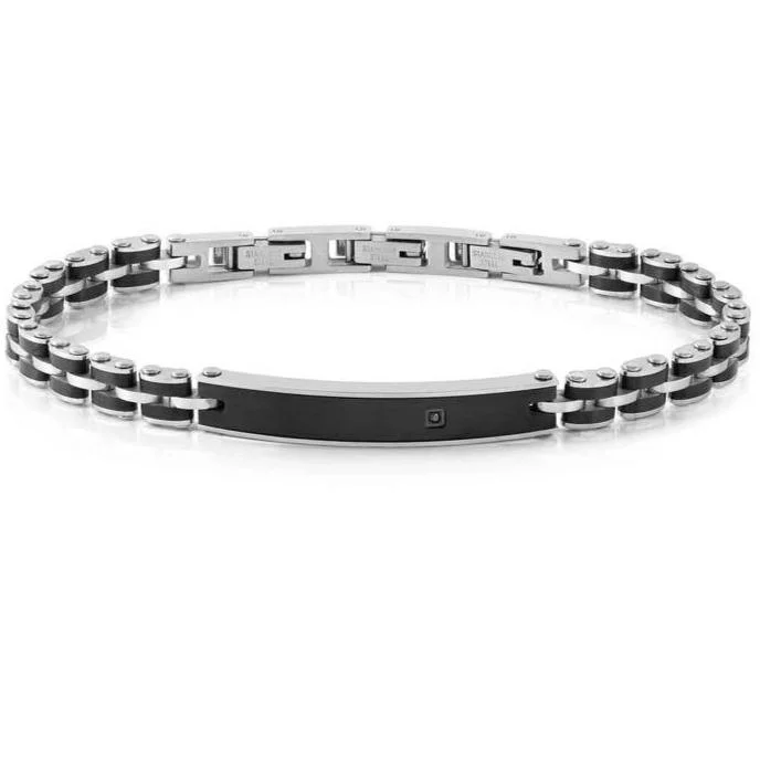 Ladies Bracelets Handcrafted Beauty-Nomination Stainless Steel Black PVD Diamond Bracelet