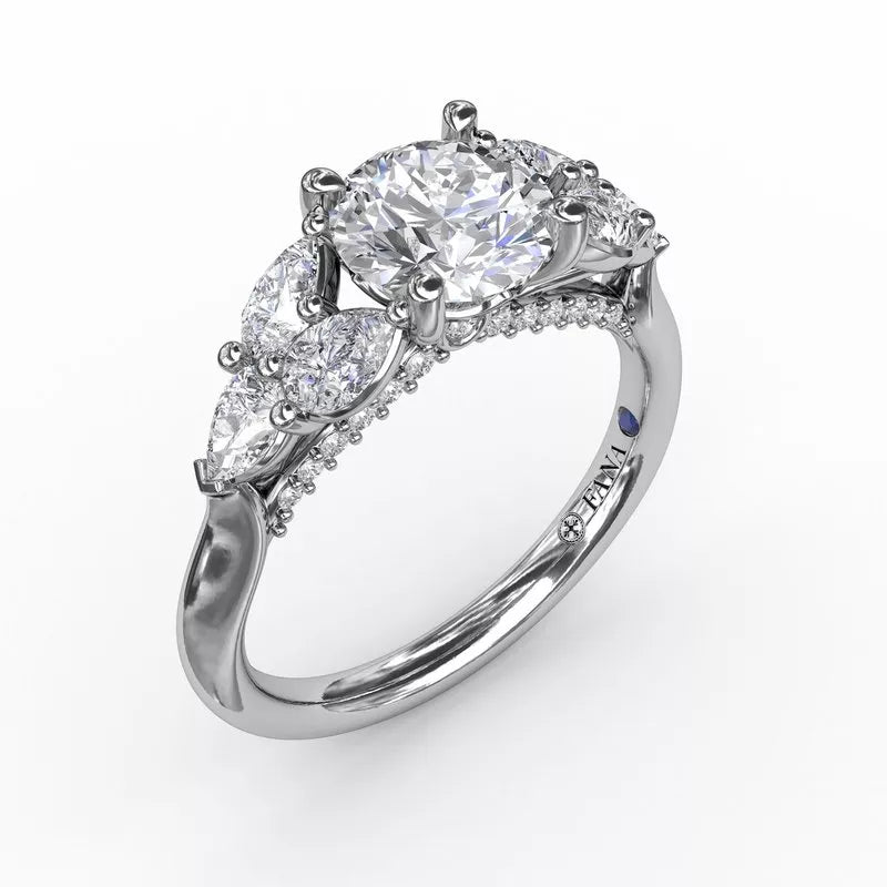 Moon Phase Engagement Rings -Fana Floral Multi-Stone Engagement Ring with Diamond Leaves 3209