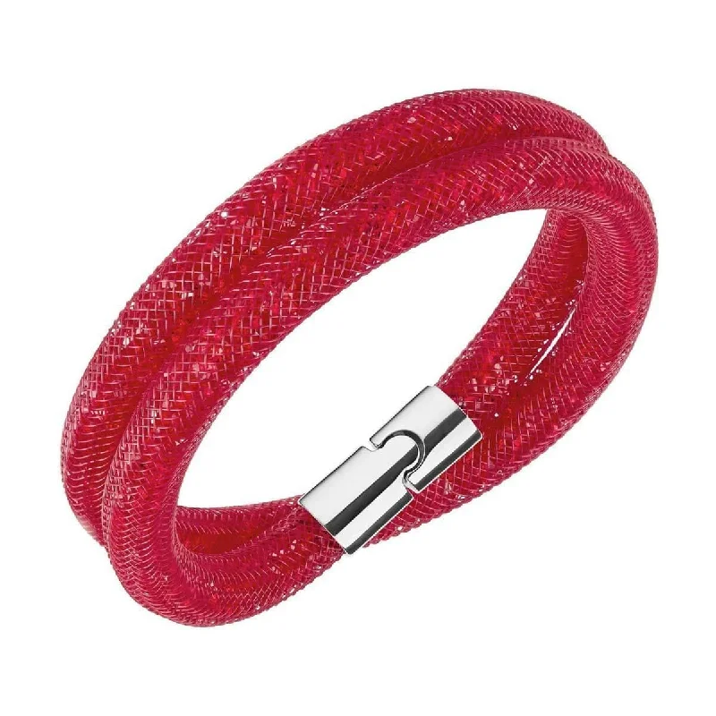 Ladies Bracelets Satin Finish-Swarovski Women's Bracelet - Stardust 15-3/4" Inch Red Crystal Double Wrap | 5184845