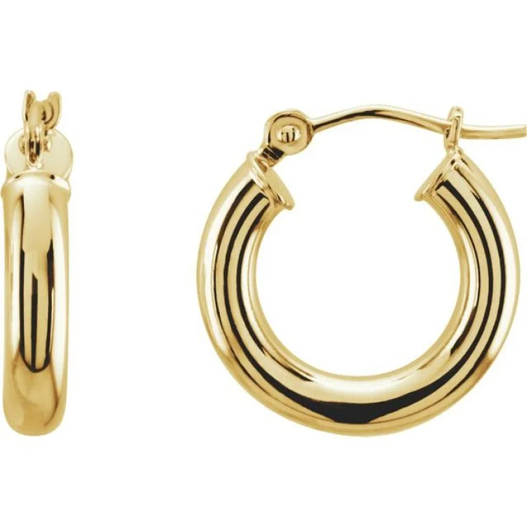 Mountain Earrings -14K Yellow 15 mm Tube Hoop Earrings