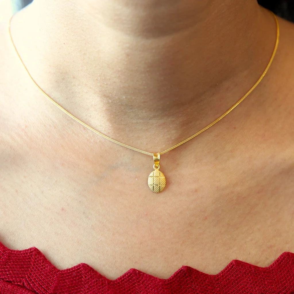 Ladies Necklaces with Fibrolite-Gold Necklace (Chain with Oval Pendant) 21KT - FKJNKL21KM8532