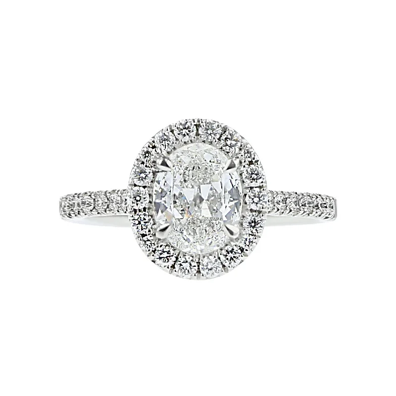 Pear Shaped Engagement Rings -Oval Diamond Halo Engagement Ring