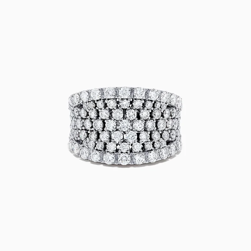 Star Rings -14K White Gold Diamond Wide Band Ring, 3.00 TCW