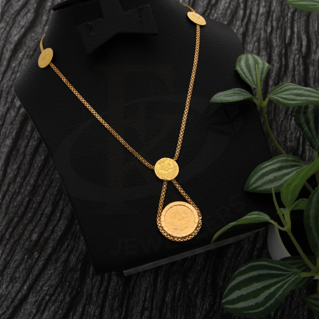 Ladies Necklaces with Spinel-Gold Coin Shaped Necklace 21KT - FKJNKL21K7740