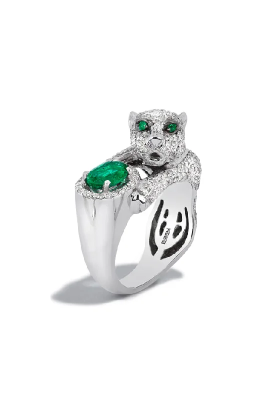 Engagement Rings -Signature 14K White Gold Diamond and Emerald Ring, 2.31 TCW