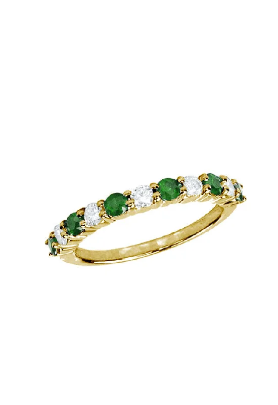 Spring Rings -Gemma Emerald and Diamond Ring, 0.73 TCW