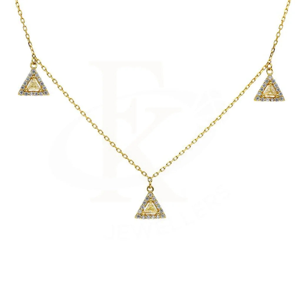 Ladies Necklaces for Party-Sterling Silver 925 Gold Plated Solitaires Necklace - FKJNKLSL2905