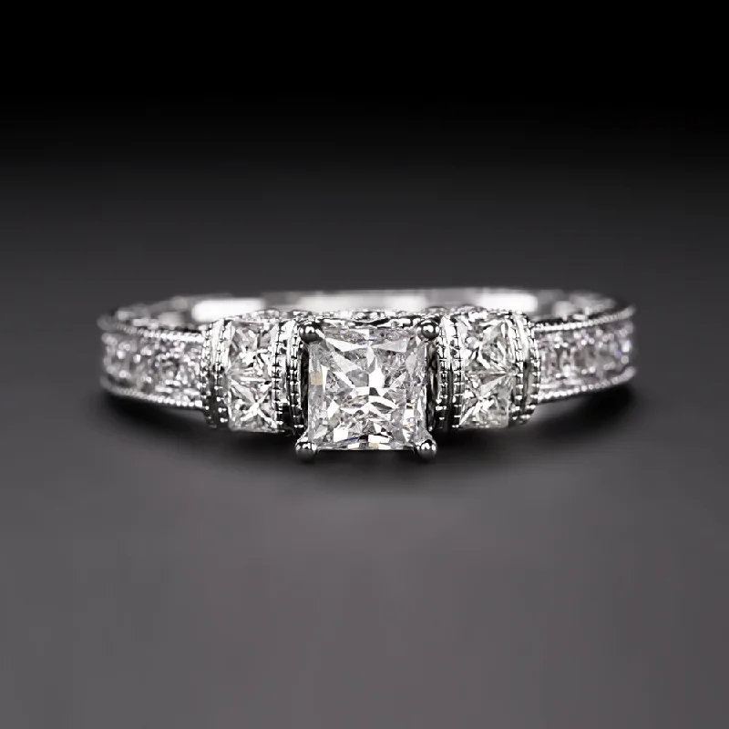 Confidence Design Engagement Rings -NEIL LANE DIAMOND ENGAGEMENT RING PRINCESS CUT 14k WHITE GOLD NATURAL 1 CARAT