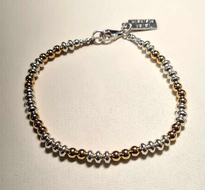 Ladies Bracelets Key Band-Yaron Morhaim Gold and Silver Button Bracelet