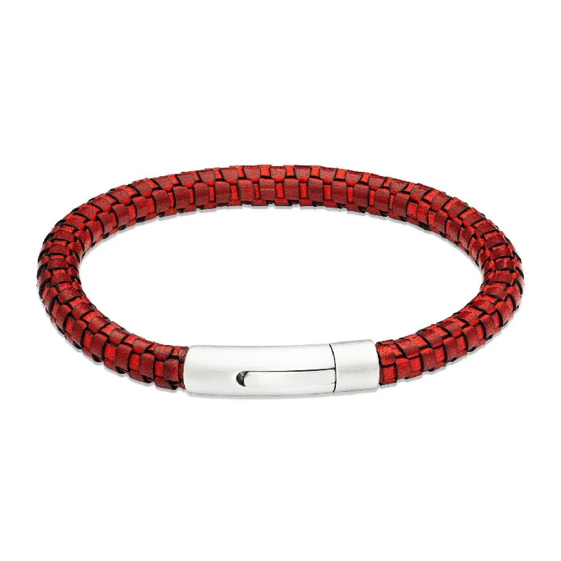 Ladies Bracelets Heavenly Wing-Unique & Co Antique Red Leather Bracelet