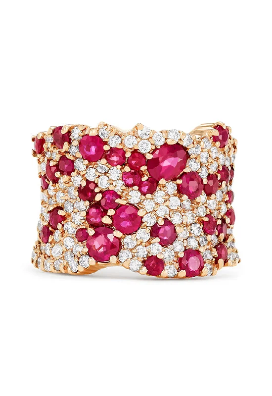 Blue Rings -Ruby Royale 14K Rose Gold Ruby and Diamond Ring, 3.86 TCW