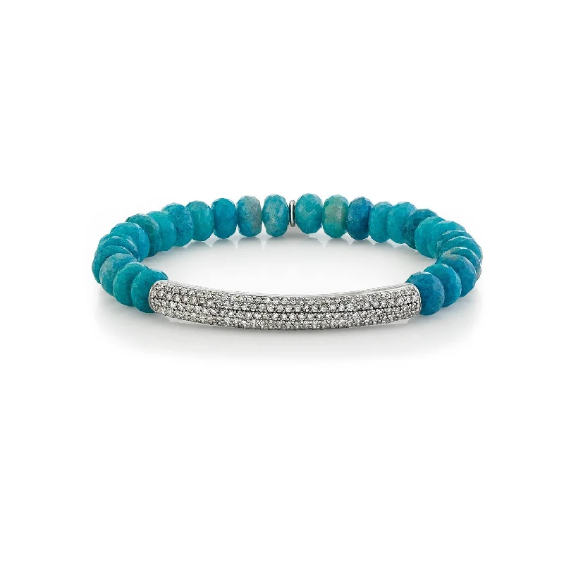 Ladies Bracelets for Everyday Style-Paraiba Quartz Bracelet with Diamond Bar B0002930