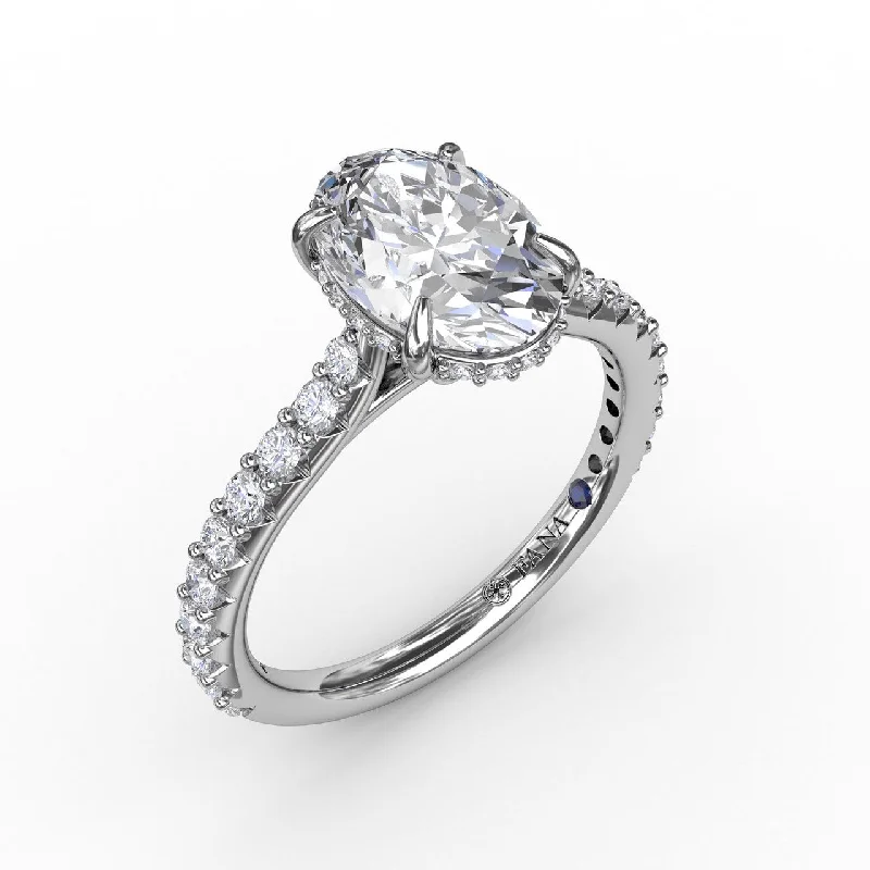 Heirloom Quality Engagement Rings -Fana Classic Oval Diamond Solitaire Engagement Ring With Hidden Pavé Halo 3241