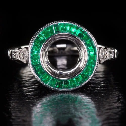 Hope Inspired Engagement Rings -VINTAGE STYLE DIAMOND EMERALD ENGAGEMENT RING SETTING ROUND 7m SEMI MOUNT TARGET