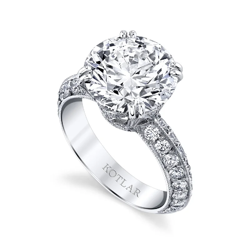 Urban Style Engagement Rings -Platinum Diamond Pave Crown Engagement Ring