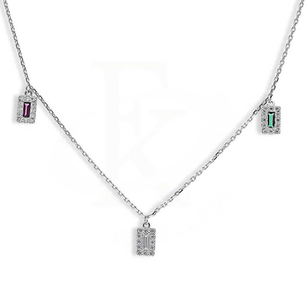 Ladies Necklaces Trendy Look-Sterling Silver 925 Solitaires Necklace - FKJNKLSL2880