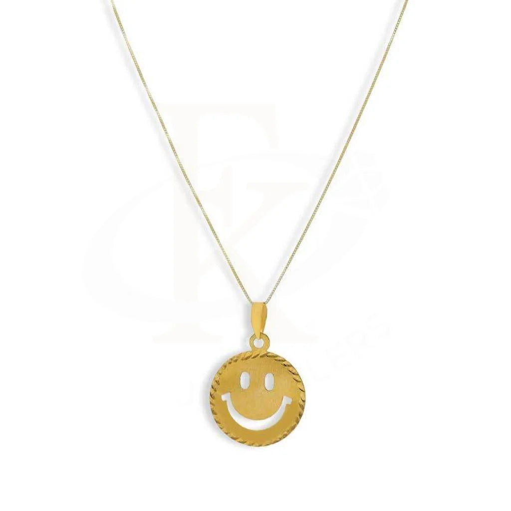 Ladies Necklaces for Grandmas-Gold Necklace (Chain With Smiley Face Pendant) 18KT - FKJNKL18K3114