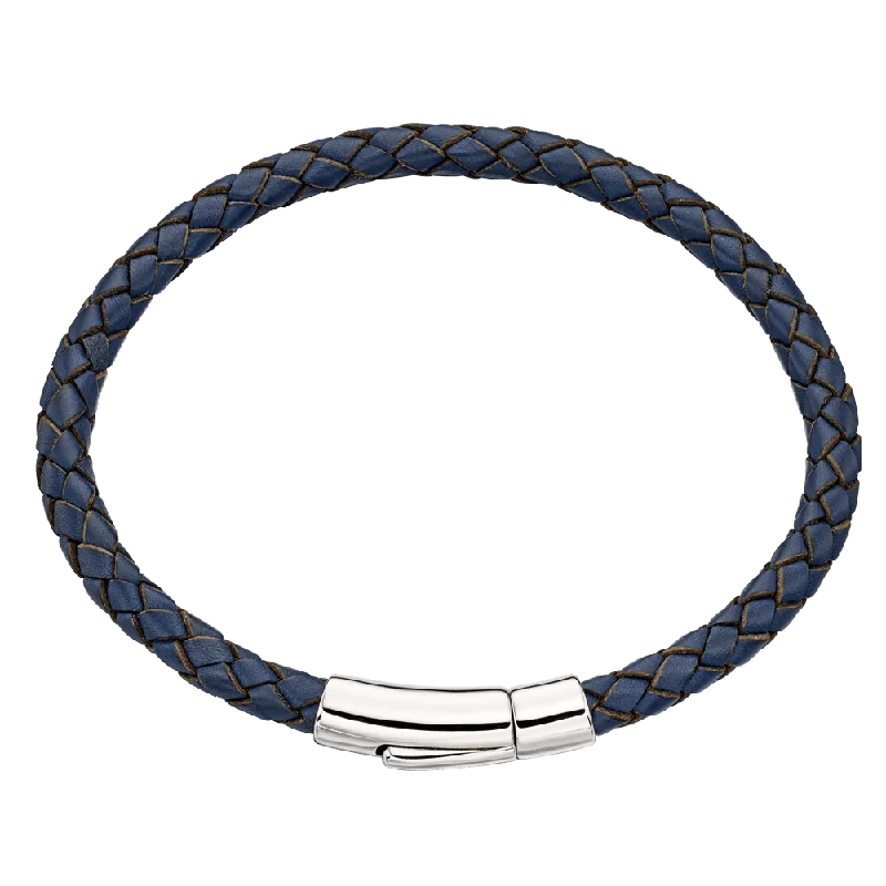 Ladies Bracelets Spiral Pattern-Little Star Reed - Mens Navy Leather Bracelet