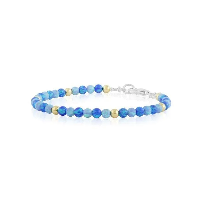 Ladies Bracelets for Visionaries-Lavan Dark Blue and Light Blue Opal and Gold Bracelet