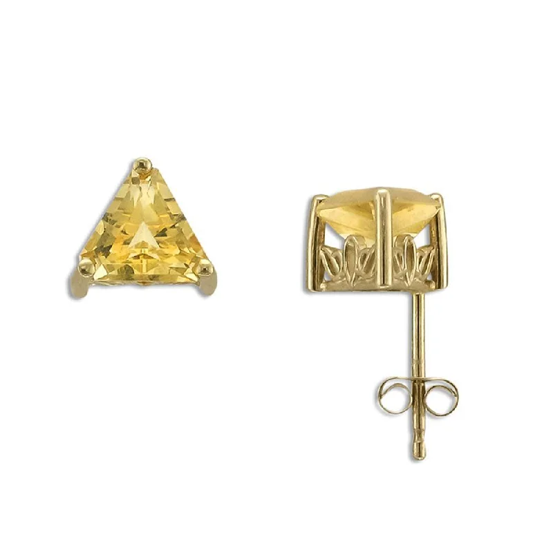 Astrology Earrings -14KT YELLOW GOLD 1.30 CTW TRILLION CUT CITRINE EARRINGS