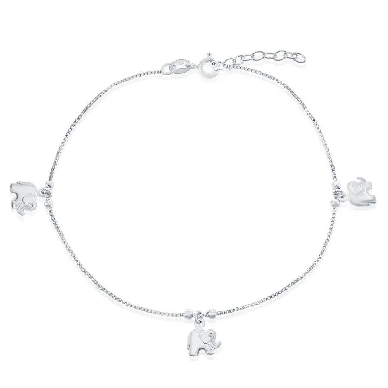 Ladies Bracelets with Yellow Scapolite-Sterling Silver Beads with Elephant Charms Anklet Bracelet