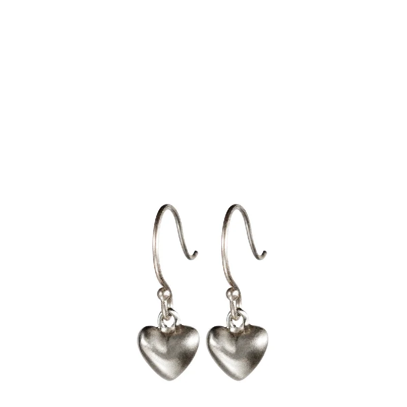 Statement Earrings -Sterling Silver Hanging Tiny Heart Earrings