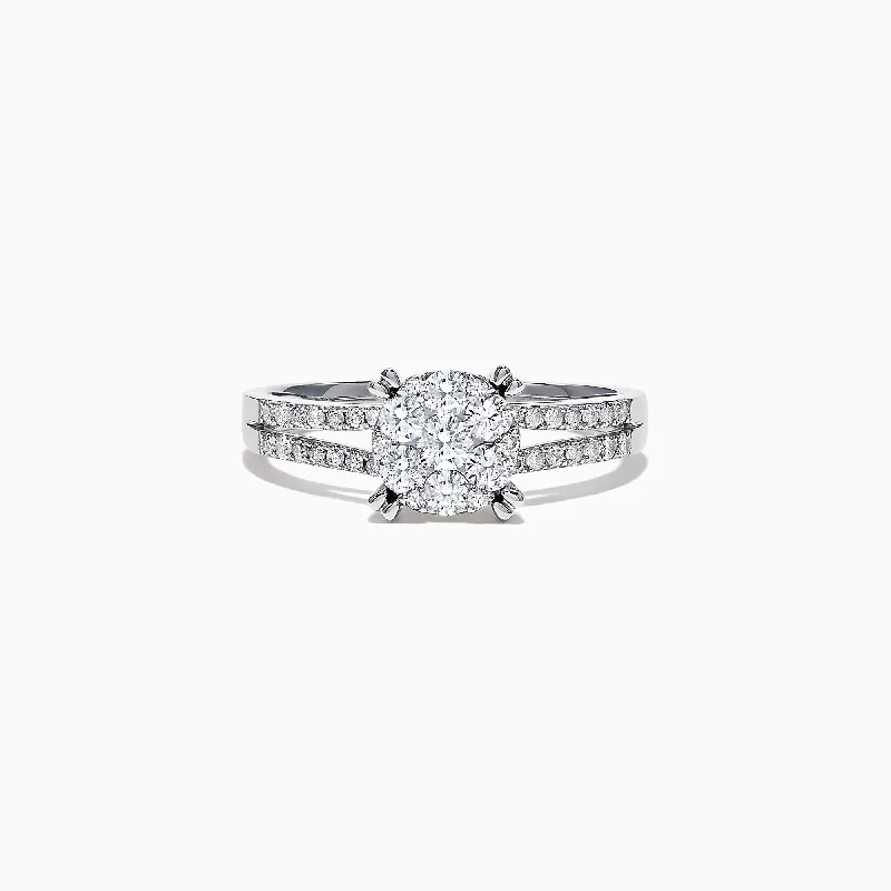 Mystical Rings -Bouquet 14K White Gold Diamond Cluster Ring, 0.56 TCW