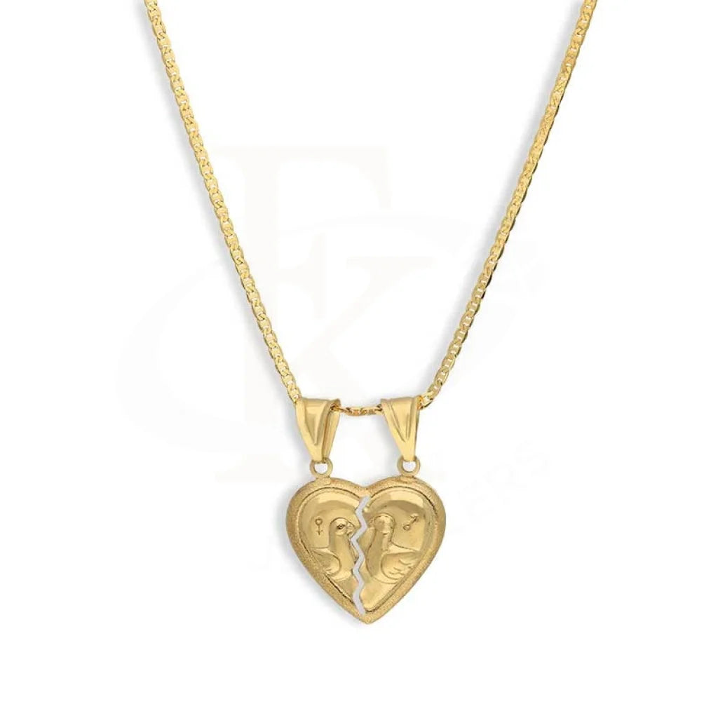 Ladies Necklaces Curved Design-Gold Necklace (Chain With Broken Heart Pendant) 18KT - FKJNKL18K3137