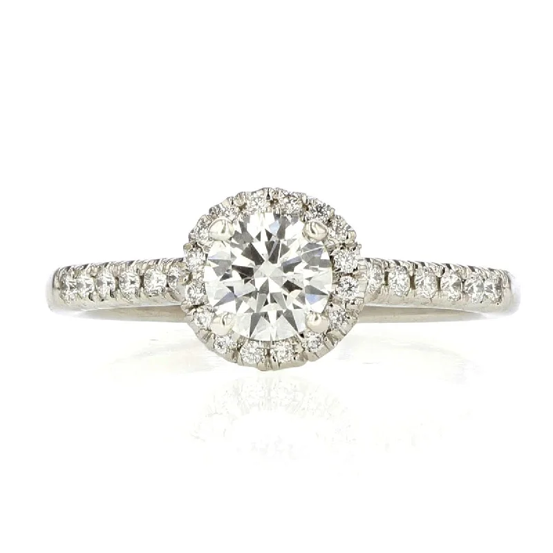 Polished Band Engagement Rings -Signature Halo Diamond Engagement Ring Setting