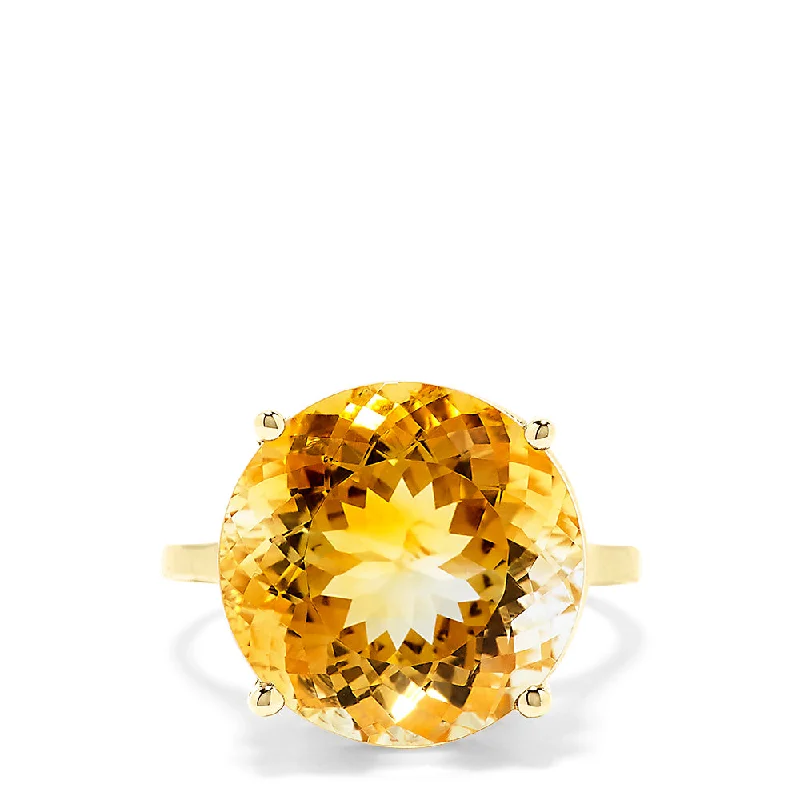 Delicate Rings -14K Yellow Gold Citrine Ring, 12.54 TCW