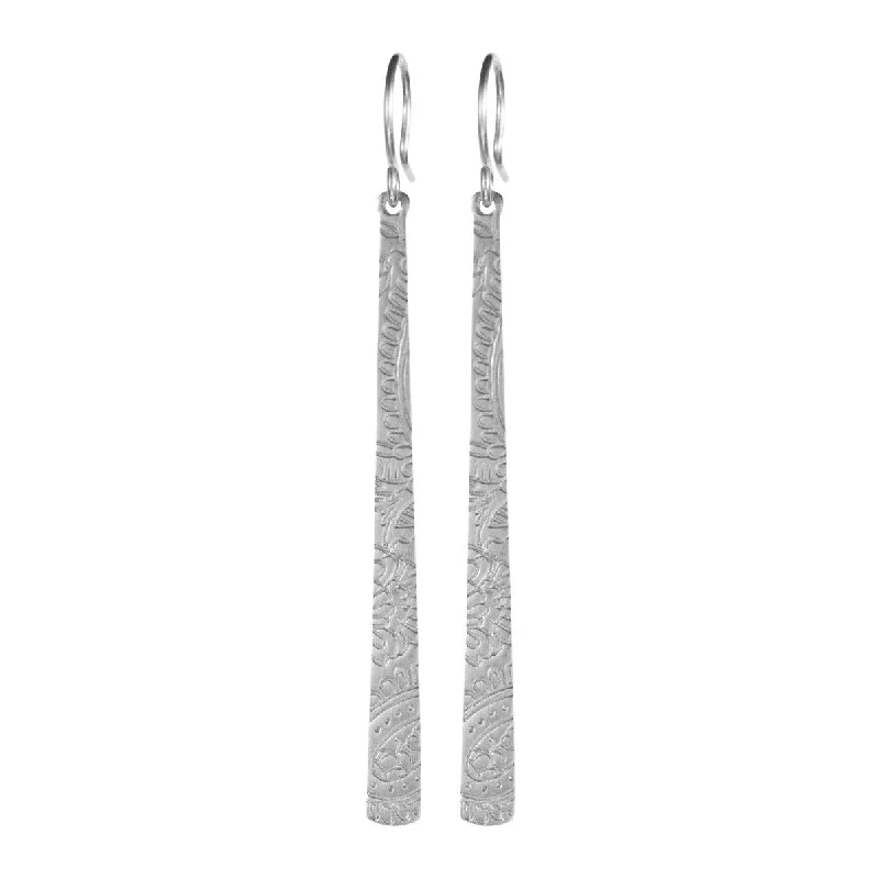 Zodiac Earrings -Sterling Silver Long Paisley Earrings