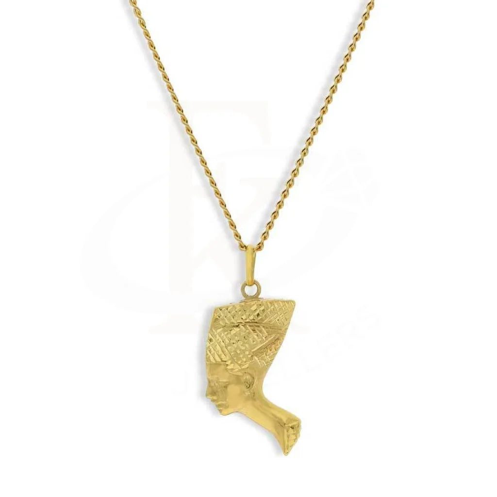 Ladies Necklaces with Celestite-Gold Necklace (Chain With Egyptian Queen Nefertiti Pendant) 18KT - FKJNKL18K3081