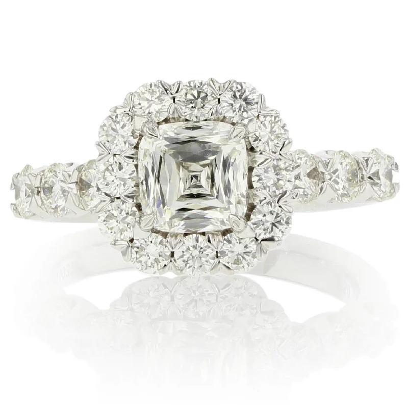 Sun Inspired Engagement Rings -Square Diamond Halo Engagement Ring