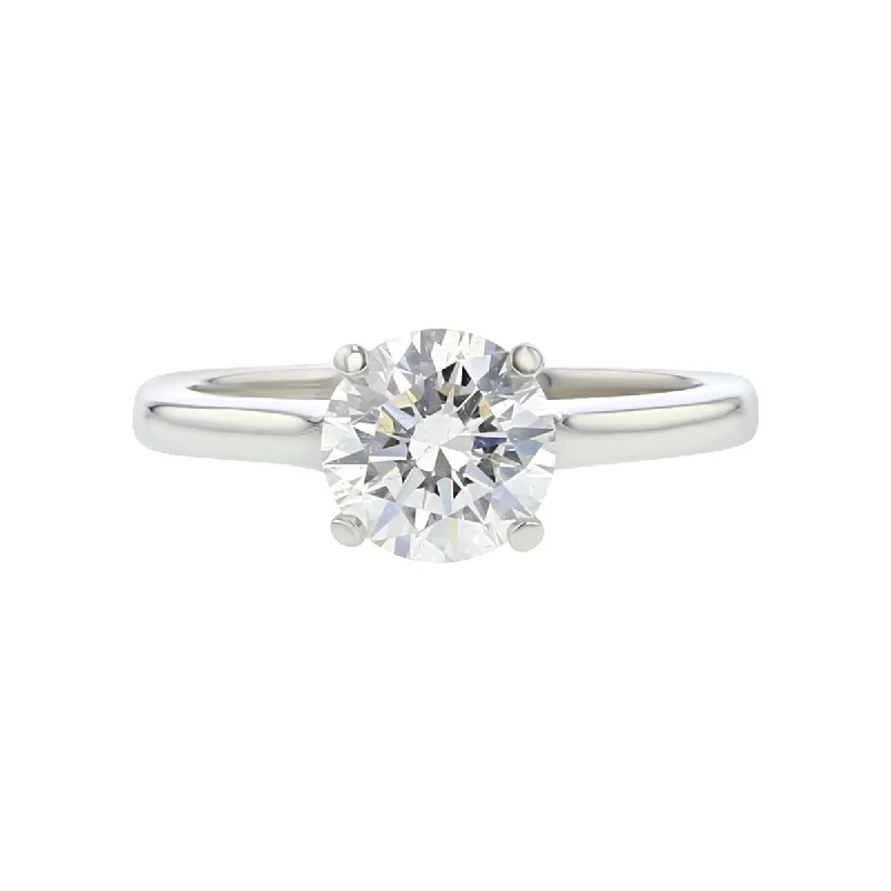 Vine Design Engagement Rings -Platinum Brilliant Diamond Solitaire Engagement Ring