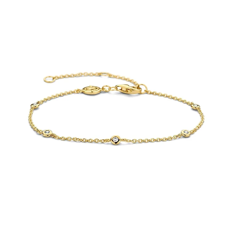 Ladies Bracelets for Business Owners-Ti Sento Shimmering Zirconia Chain Bracelet