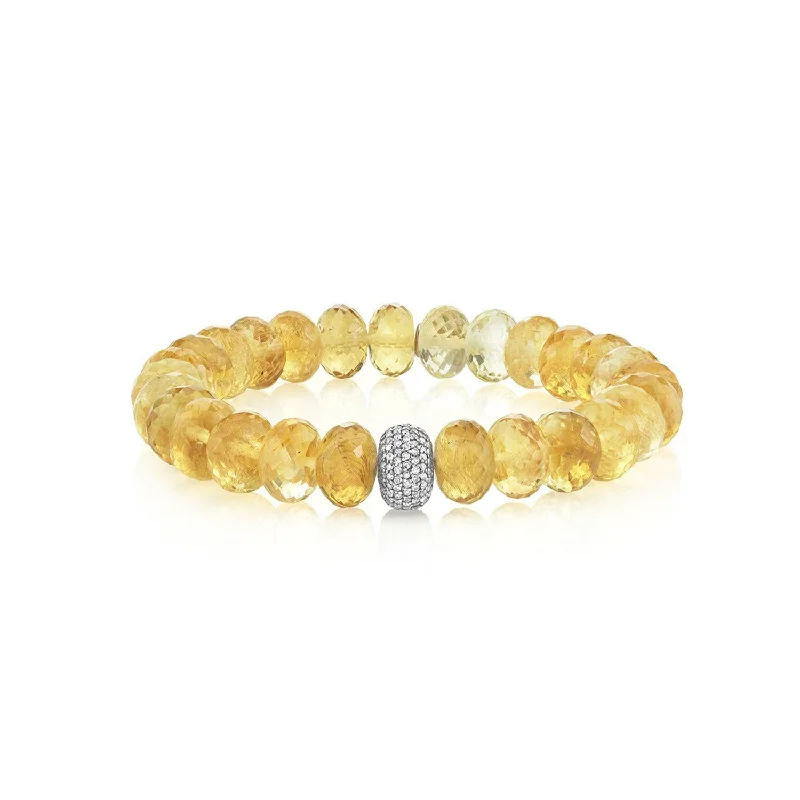 Ladies Bracelets for Elders-Citrine Bracelet with Diamond Donut - 10mm  B0001553