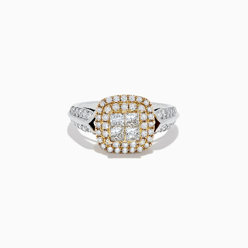 Swarovski Rings -14K White and Yellow Gold Diamond Ring, 1.25 TCW