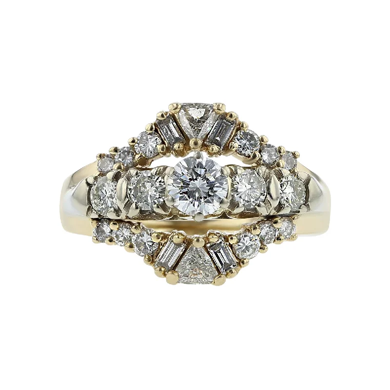 Dreamy Style Engagement Rings -18K Gold Diamond Engagement Ring and Jacket Set